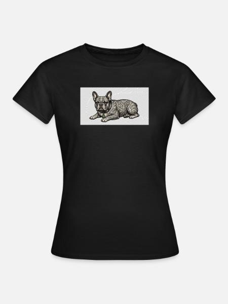 Ornate Bulldog Tattoo Muster - Frauen T-Shirt - Schwarz