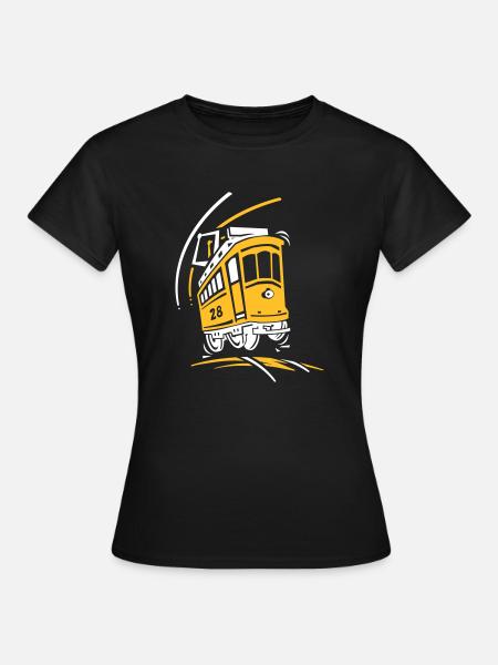 Tramway 28 cartoon Lisbonne - T-shirt Femme - noir