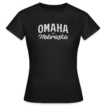 Omaha Nebraska Vintage Script Tee - Frauen T-Shirt - Schwarz - Vorne - AI Model Female 172 dark (172cm)