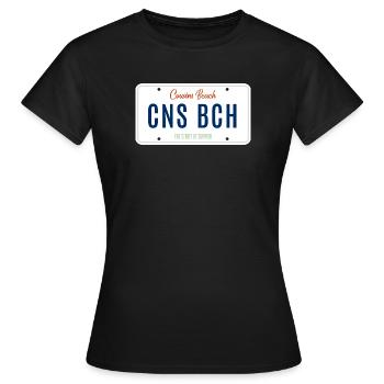 Plage Cousins – Plaque d’immatriculation - T-shirt Femme - noir - Devant - AI Model Female 172 dark (172cm)