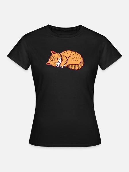 schlafende Katze Kätzchen Tigerkatze - Frauen T-Shirt - Schwarz