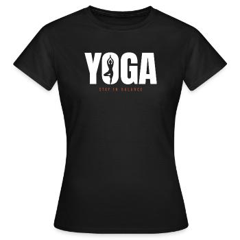 Yoga Équilibre – Motivation pour rester en équilibre - T-shirt Femme - noir - Devant - AI Model Female 172 dark (172cm)