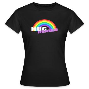 Autocollants Hug Dealer : design arc-en-ciel coloré - T-shirt Femme - noir - Devant - AI Model Female 172 dark (172cm)
