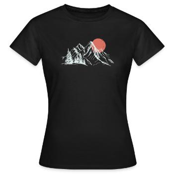 Purpurrote Sonne über schneebedeckten Gipfeln - Frauen T-Shirt - Schwarz - Vorne - AI Model Female 172 dark (172cm)