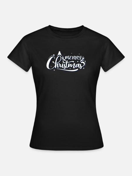 Verziertes Drehbuch "Frohe Weihnachten" - Frauen T-Shirt - Schwarz