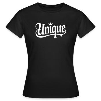 Unique Einzigartig Unikat Selbstwert Einzig Artig - Frauen T-Shirt - Schwarz - Vorne - AI Model Female 172 dark (172cm)