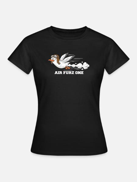 Air Furz One – furzangetriebene Möwe - Frauen T-Shirt - Schwarz