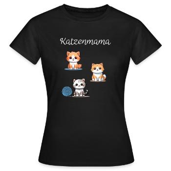 Katzenmama - Frauen T-Shirt - Schwarz - Vorne - AI Model Female 172 dark (172cm)