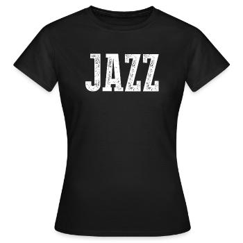 Jazz Distressed Typography Tee - Women's T-Shirt - black - Front - AI Model Female 172 dark (172cm)