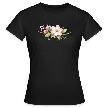 Branche de fleurs de pommier avec des accents de graffiti - T-shirt Femme - noir - Devant - AI Model Female 172 dark (172cm)