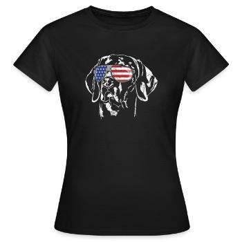 WEIMARANER Amerika Fahne vintage look - Frauen T-Shirt - Schwarz - Vorne - AI Model Female 172 dark (172cm)