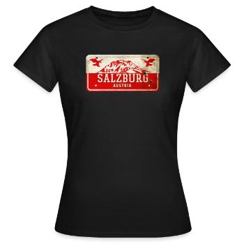 Enseigne vintage Salzbourg Autriche - T-shirt Femme - noir - Devant - AI Model Female 172 dark (172cm)