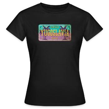 Signe vintage Yougoslavie - T-shirt Femme - noir - Devant - AI Model Female 172 dark (172cm)