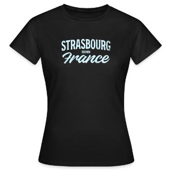 Strasbourg France Vintage Script - Frauen T-Shirt - Schwarz - Vorne - AI Model Female 172 dark (172cm)