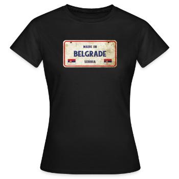 Belgrad Serbien Vintage Schild - Frauen T-Shirt - Schwarz - Vorne - AI Model Female 172 dark (172cm)