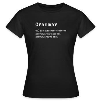 Grammaire : Connaissance vs Nuls - T-shirt Femme - noir - Devant - AI Model Female 172 dark (172cm)