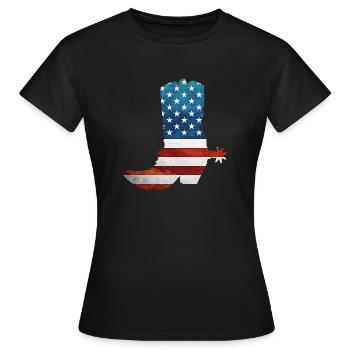 Cowboystiefel - Frauen T-Shirt - Schwarz - Vorne - AI Model Female 172 dark (172cm)