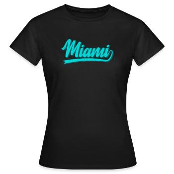 Miami Neon Script Turquoise - Frauen T-Shirt - Schwarz - Vorne - AI Model Female 172 dark (172cm)