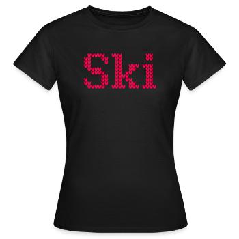 Ski Knitwear Winter Ski Holiday Pattern Alps Snow - Women's T-Shirt - black - Front - AI Model Female 172 dark (172cm)