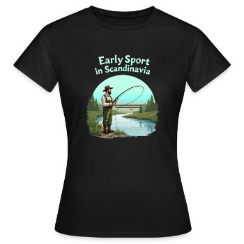 Pêche en Scandinavie - T-shirt Femme - noir - Devant - AI Model Female 172 dark (172cm)