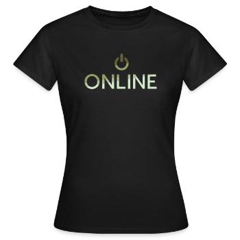 lettrage en ligne - Sur Bouton actif - T-shirt Femme - noir - Devant - AI Model Female 172 dark (172cm)