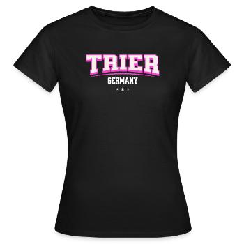 Trier Germany Retro Schriftzug - Frauen T-Shirt - Schwarz - Vorne - AI Model Female 172 dark (172cm)