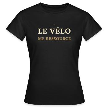 Le Vélo Me Ressource - Design Cycliste Minimaliste - T-shirt Femme - noir - Devant - AI Model Female 172 dark (172cm)