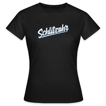 Schlitzohr - Schweizerdeutsch - Mundart - Dialekt - Frauen T-Shirt - Schwarz - Vorne - AI Model Female 172 dark (172cm)