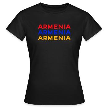 Armenia Dreifarbig Schrift-Design - Frauen T-Shirt - Schwarz - Vorne - AI Model Female 172 dark (172cm)
