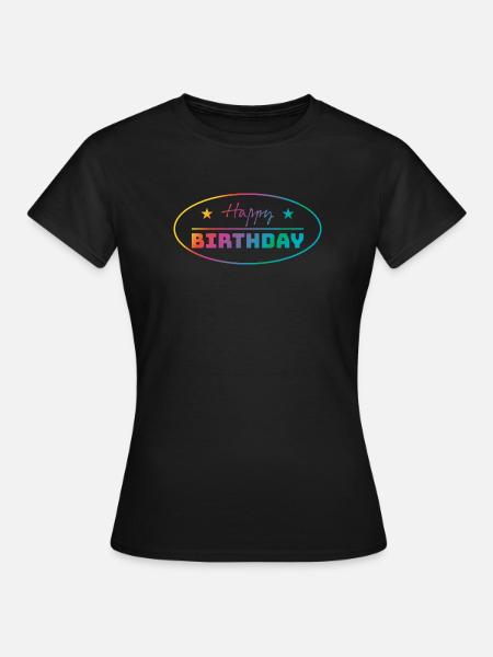Tshirt happy birthday oval bunt - Women's T-Shirt - black