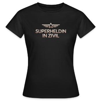 Super-héroïne en costume de super-héros civil - T-shirt Femme - noir - Devant - AI Model Female 172 dark (172cm)