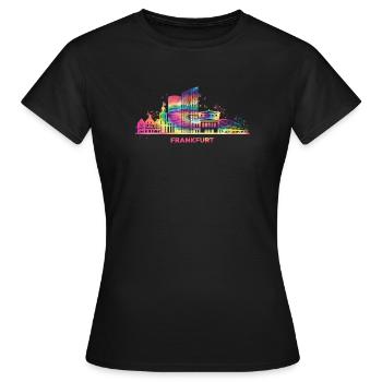 Skyline de Francfort Paysage urbain coloré Francfort - T-shirt Femme - noir - Devant - AI Model Female 172 dark (172cm)