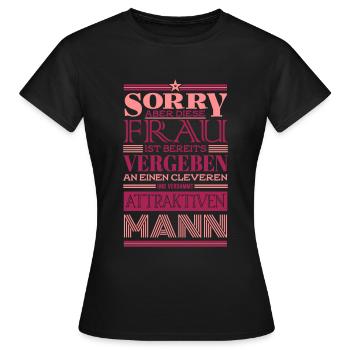 Vergeben an einen attraktiven Mann - Farbwechsel - Frauen T-Shirt - Schwarz - Vorne - AI Model Female 172 dark (172cm)