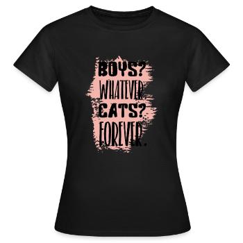 Jungen? Welche Katzen? Forever Funny Zitat - Frauen T-Shirt - Schwarz - Vorne - AI Model Female 172 dark (172cm)
