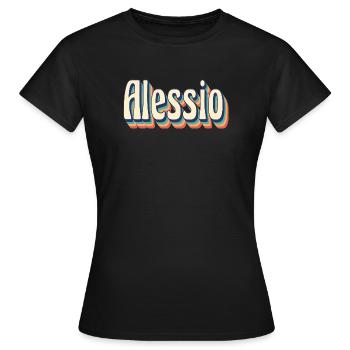 Alessio Retro Vintage T-Shirt T-Shirt Geschenk - Frauen T-Shirt - Schwarz - Vorne - AI Model Female 172 dark (172cm)