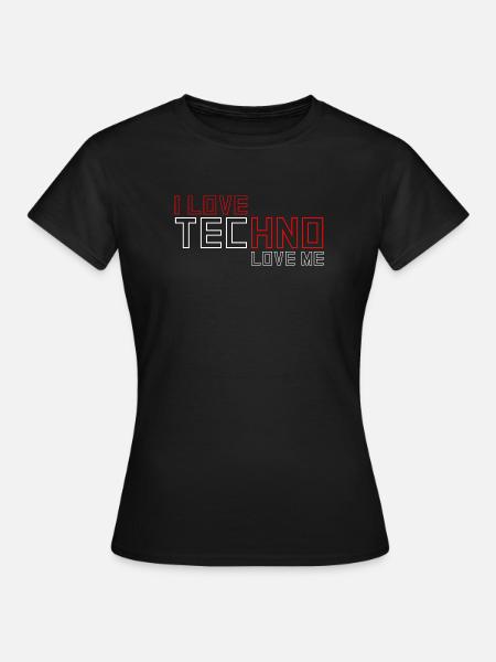I Love Techno - Frauen T-Shirt - Schwarz