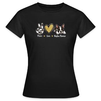 Peace Love Boston Terrier Maman Rétro de Chien - T-shirt Femme - noir - Devant - AI Model Female 172 dark (172cm)