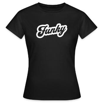 Emblème rétro Funky Script - T-shirt Femme - noir - Devant - AI Model Female 172 dark (172cm)