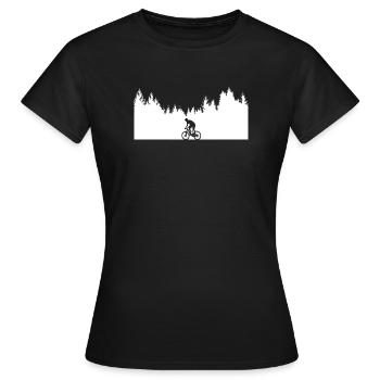 Fahrrad-_Mountainbike-_Wald - Frauen T-Shirt - Schwarz - Vorne - AI Model Female 172 dark (172cm)