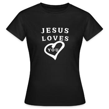 Jésus - T-shirt Femme - noir - Devant - AI Model Female 172 dark (172cm)