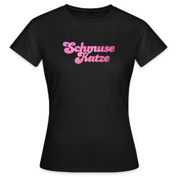 Schmusekatze Katze Handschrift Fell flauschig - Frauen T-Shirt - Schwarz - Vorne - AI Model Female 172 dark (172cm)