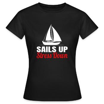 Segeln Boot Kapitän Segelboot Schiff Segler - Frauen T-Shirt - Schwarz - Vorne - AI Model Female 172 dark (172cm)