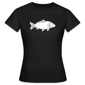Silhouette de carpe dans la pêche grunge brute - T-shirt Femme - noir - Devant - AI Model Female 172 dark (172cm)