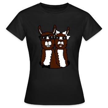 loch gesichter kopf liebe verliebt paar paerchen f - Frauen T-Shirt - Schwarz - Vorne - AI Model Female 172 dark (172cm)