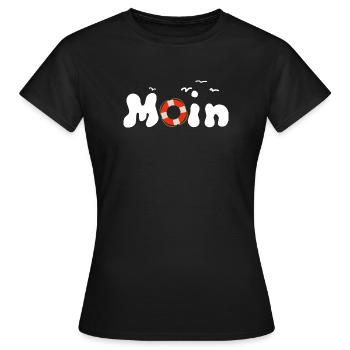 Moin Möwen Rettungsring Nordisch - Frauen T-Shirt - Schwarz - Vorne - AI Model Female 172 dark (172cm)