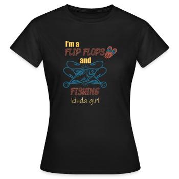 Ich bin ein Flip Flop und Fischer Mädchen - Frauen T-Shirt - Schwarz - Vorne - AI Model Female 172 dark (172cm)