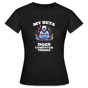 Mein Beta macht Computerdinge Programmierer - Frauen T-Shirt - Schwarz - Vorne - AI Model Female 172 dark (172cm)