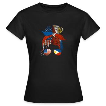 Amitié philippino-américaine - T-shirt Femme - noir - Devant - AI Model Female 172 dark (172cm)
