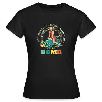 Not fragile like a flower, but a - Women's T-Shirt - black - Front - AI Model Female 172 dark (172cm)