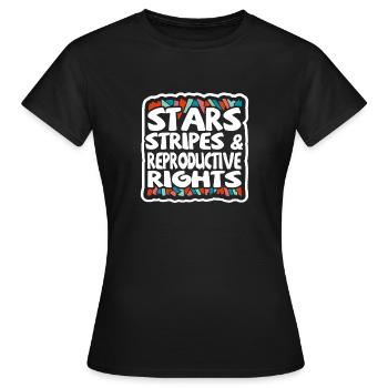 Rayures étoilées et droits de reproduction - T-shirt Femme - noir - Devant - AI Model Female 172 dark (172cm)